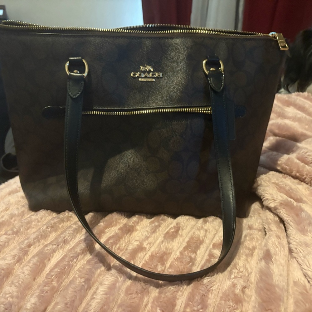 Coach Signature Brown and Black Tote
